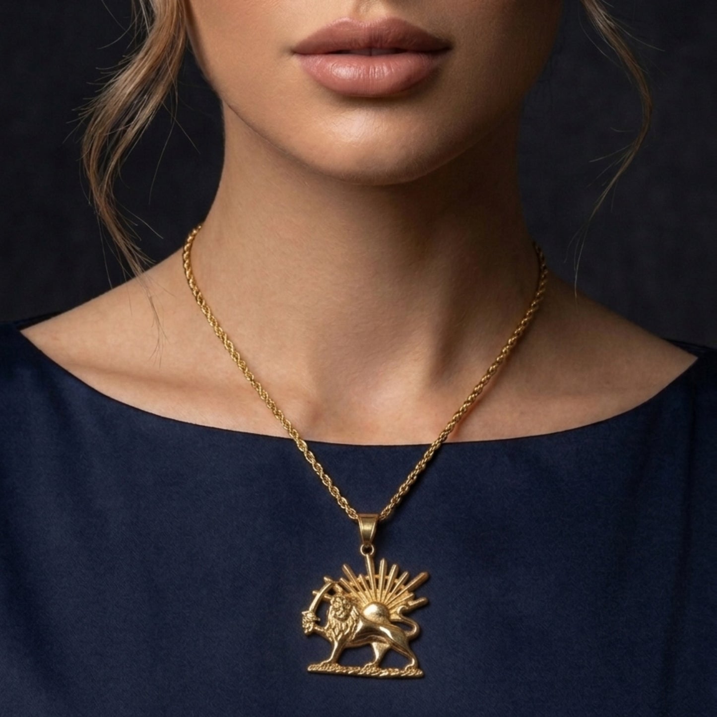 Lion & Sun Symbol Necklace