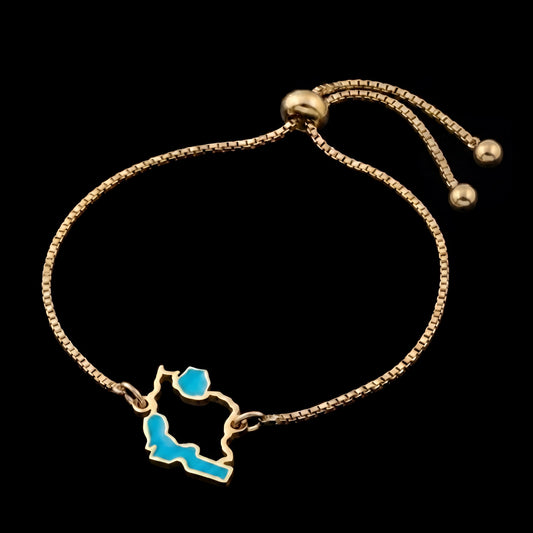 Iran Map Bracelet (Blue Gold Edition)